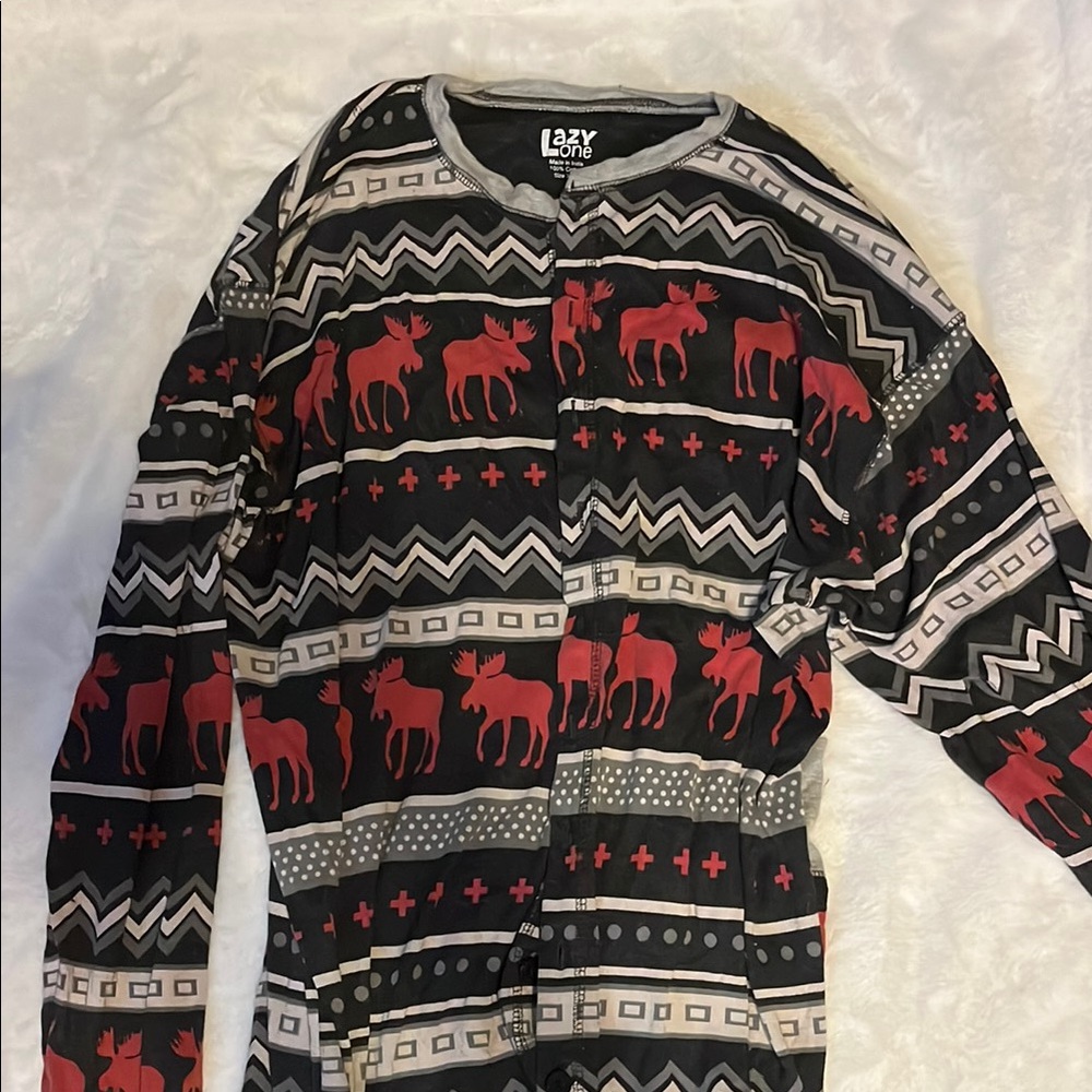 Lazy One Red and Black Moose Pajama Top